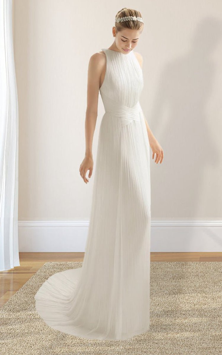 Sheath Halter Chiffon Plaited Dresses with Special Back Design