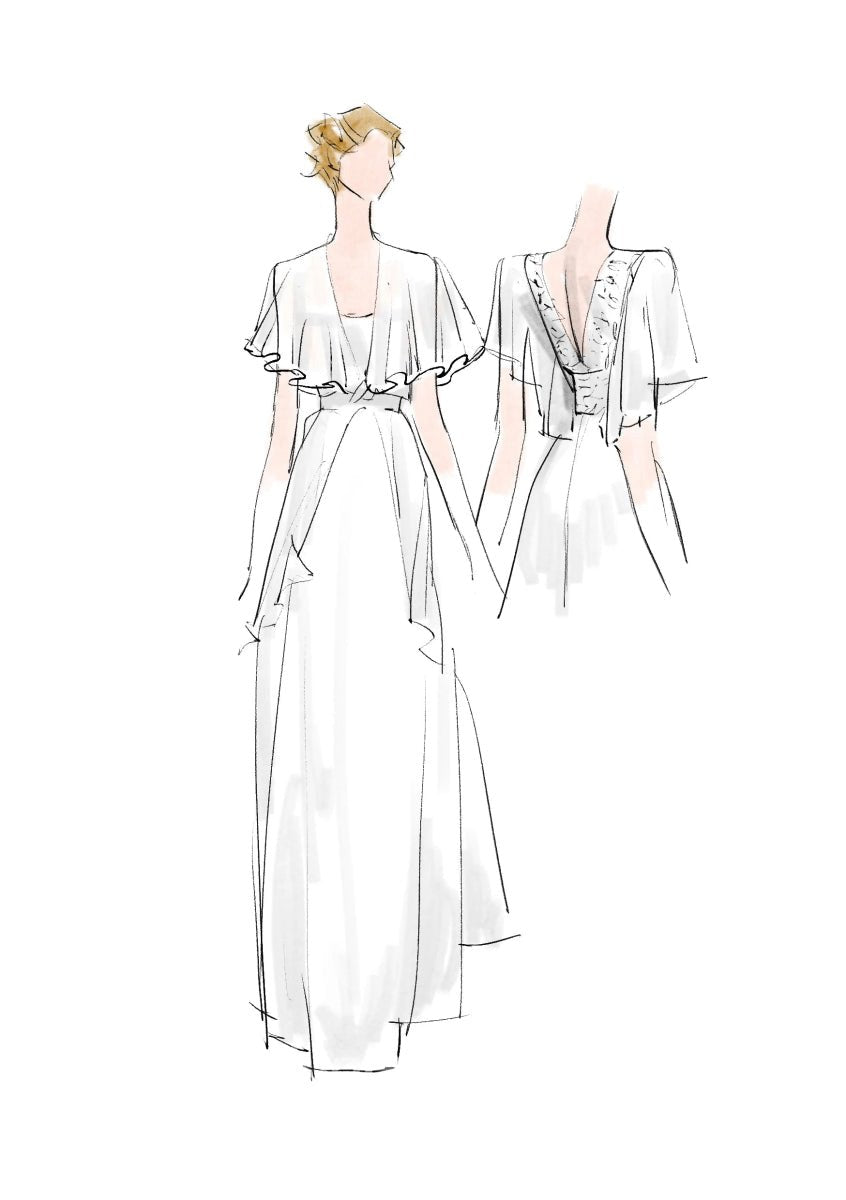 A-line Sheer Cap Sleeve Deep V Neck Backless Flower Beading Pleats Chiffon Wedding Dresses