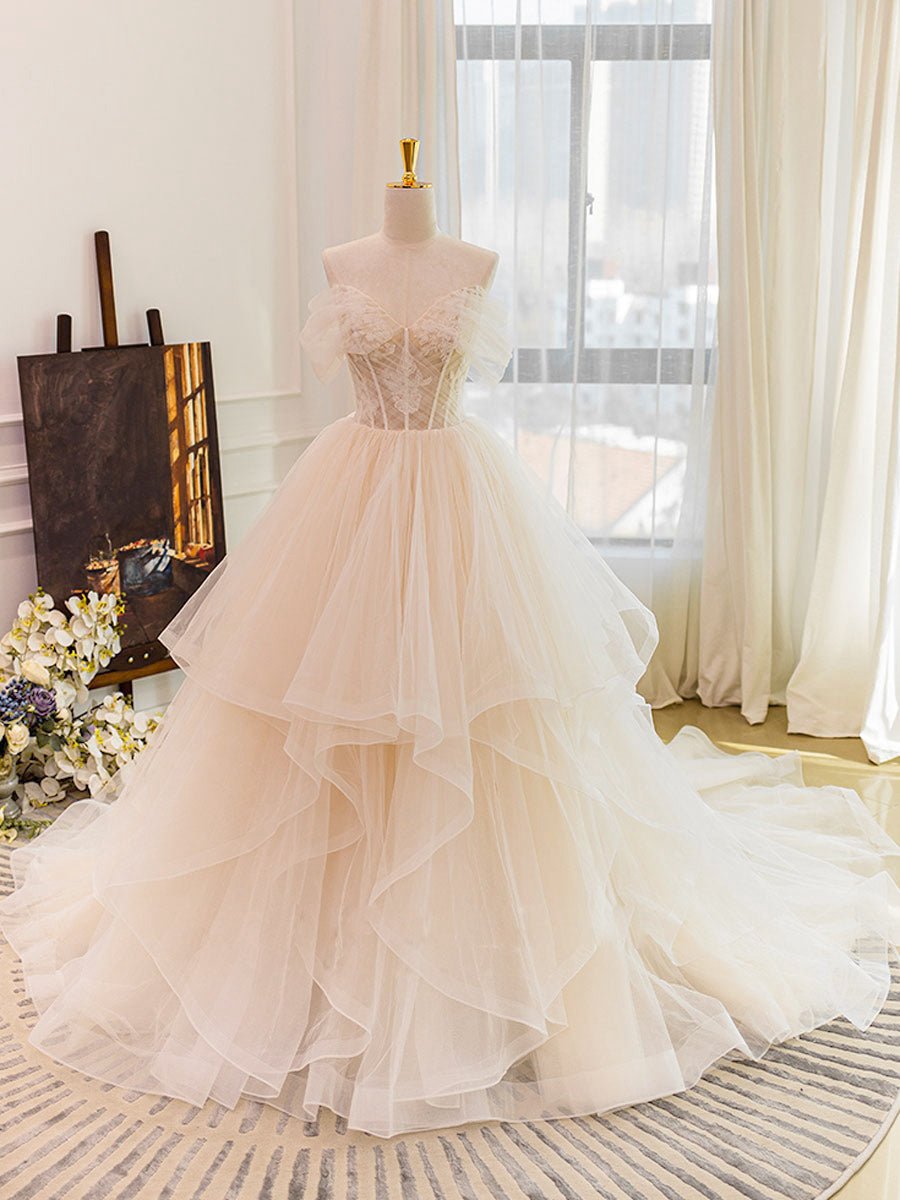 Tulle Lace Wedding Dresses with Sweep Train