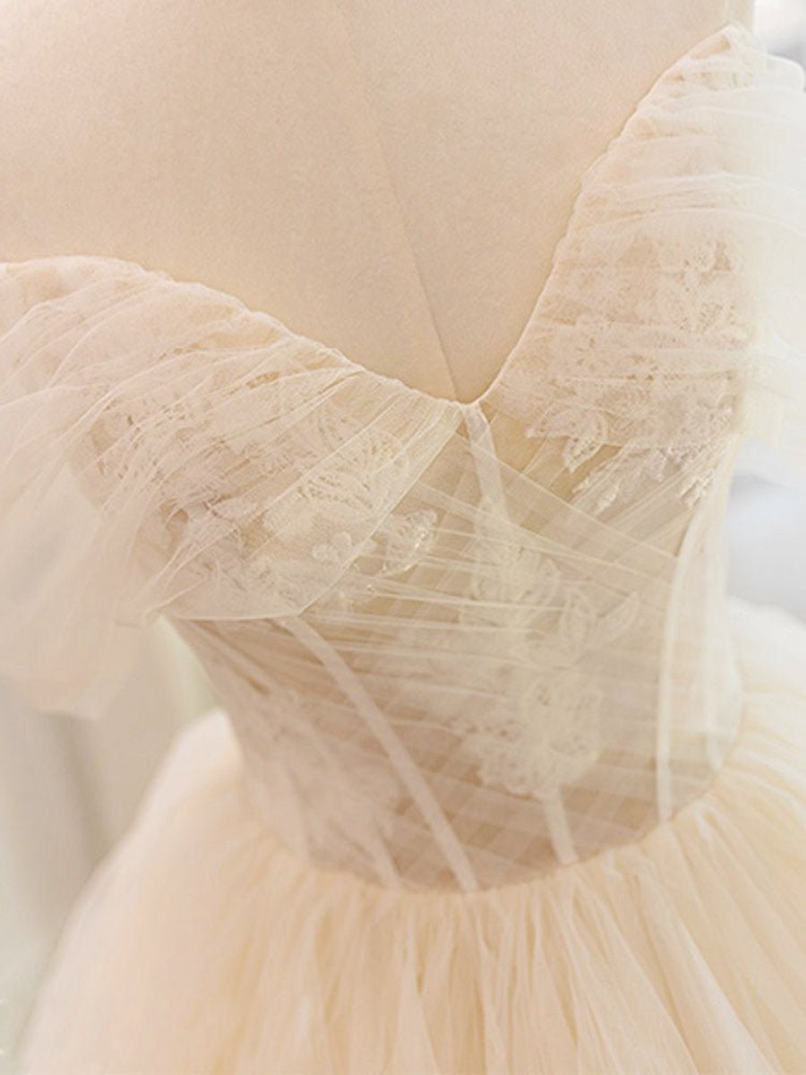 Tulle Lace Wedding Dresses with Sweep Train