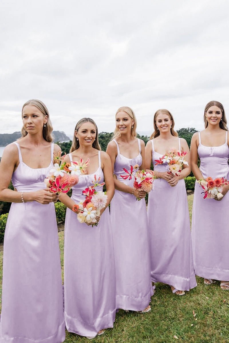 Sheath Spaghetti Straps Cutout Long Bridesmaid Dresses