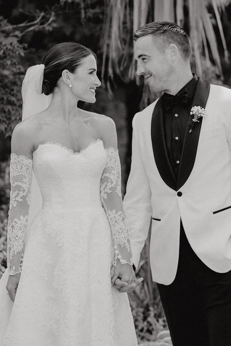 Vintage A-line Sweetheart Lace Wedding Dresses with Slit