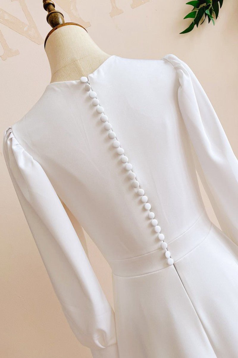 Modest A-line Long Sleeves Wedding Dresses Vintage Gown