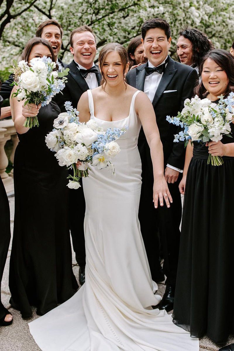 Mermaid Square Neck Satin Wedding Dresses