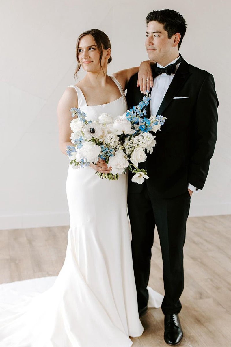 Mermaid Square Neck Satin Wedding Dresses