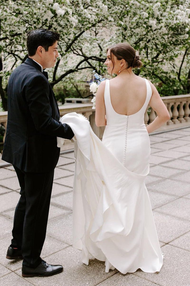Mermaid Square Neck Satin Wedding Dresses