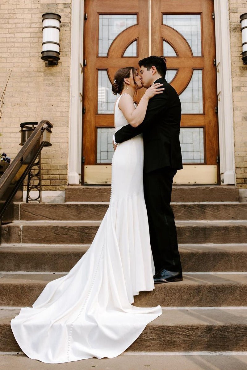 Mermaid Square Neck Satin Wedding Dresses