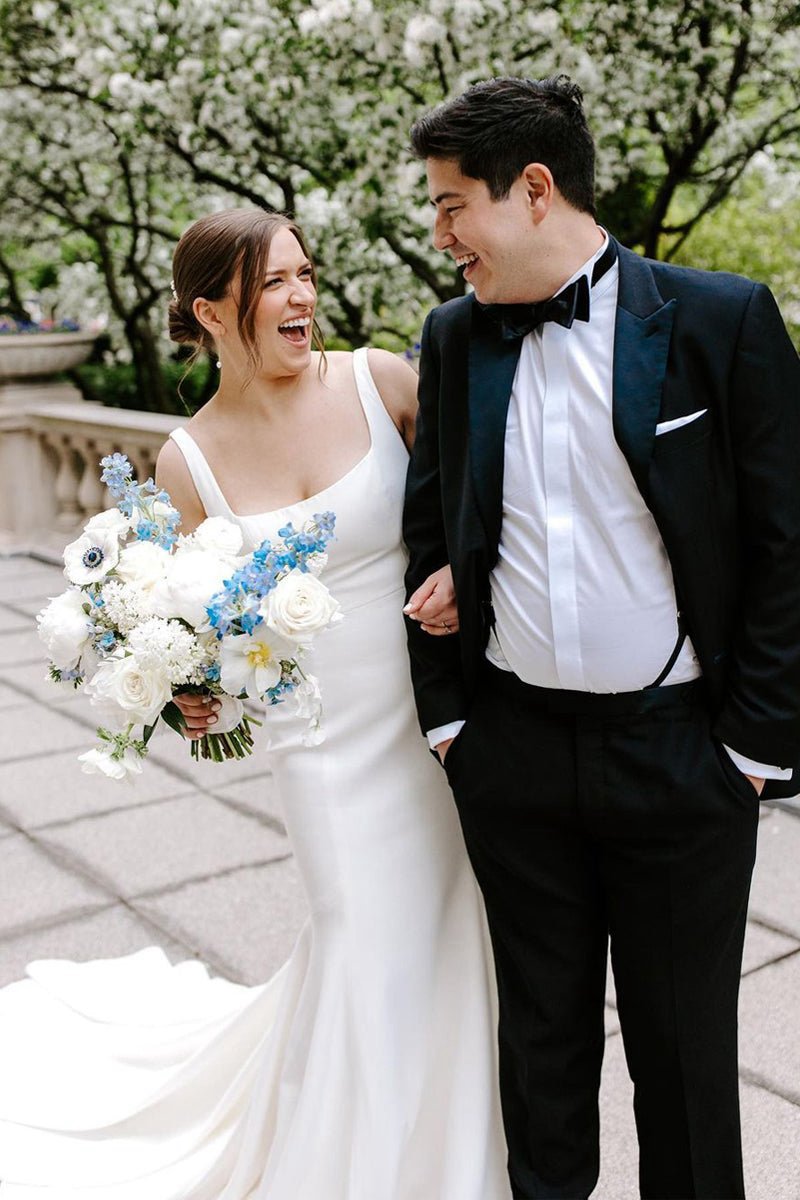 Mermaid Square Neck Satin Wedding Dresses