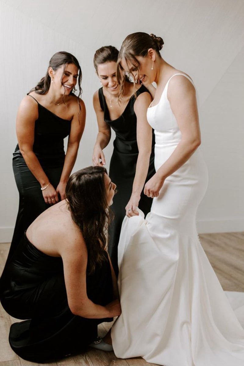 Mermaid Square Neck Satin Wedding Dresses
