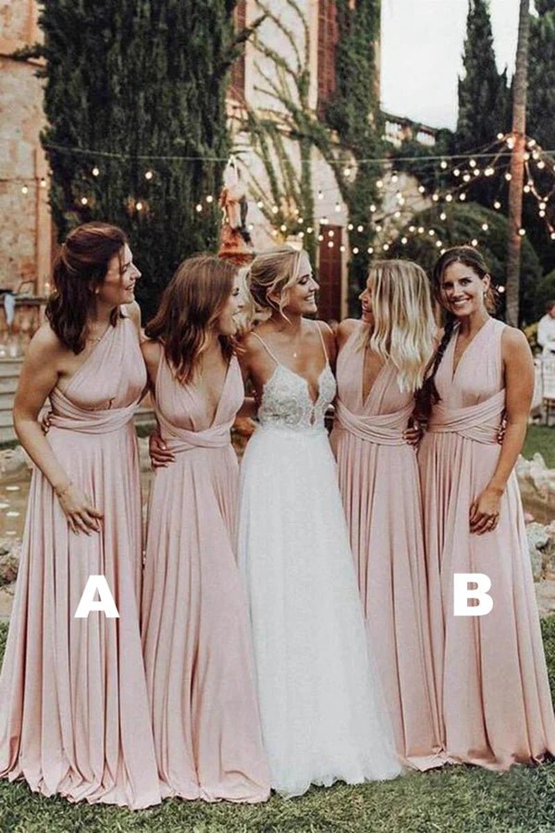 Elegant Chiffon Floor Length Long Bridesmaid Dresses