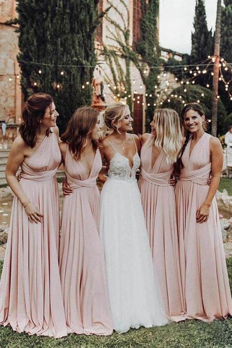 Elegant Chiffon Floor Length Long Bridesmaid Dresses