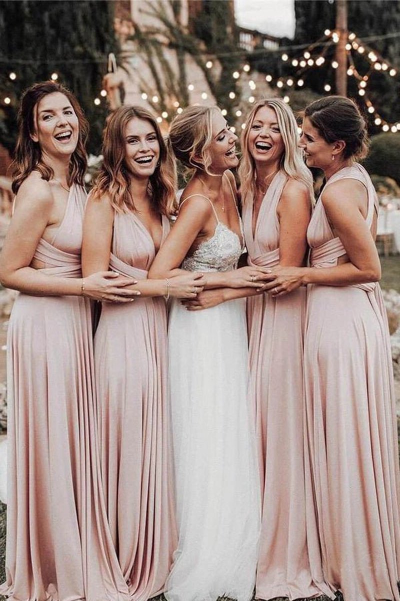 Elegant Chiffon Floor Length Long Bridesmaid Dresses