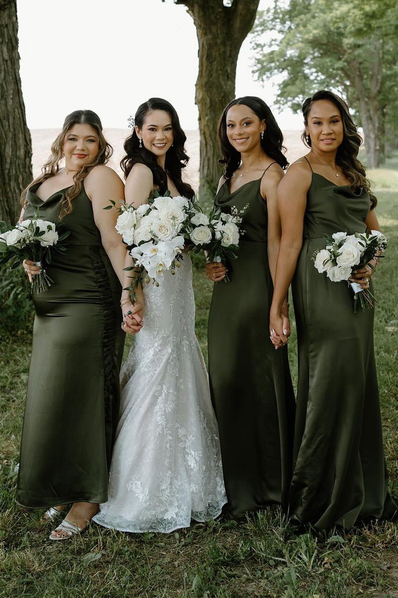Silk Satin Cowl Neck Bridesmaid Dresses