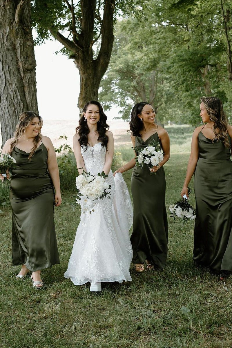 Silk Satin Cowl Neck Bridesmaid Dresses