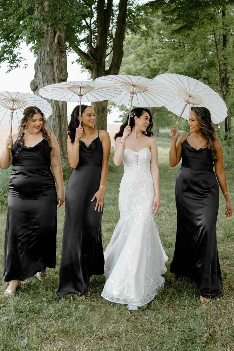 Silk Satin Cowl Neck Bridesmaid Dresses