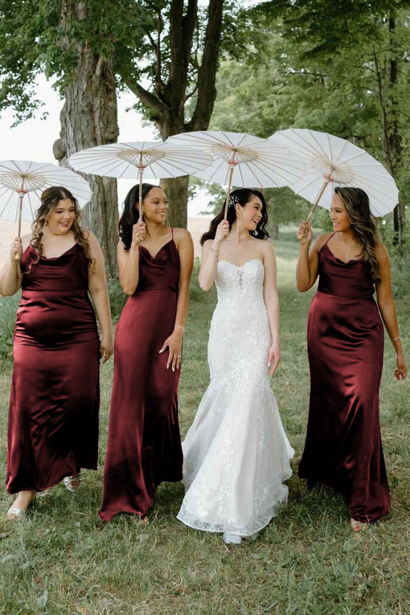 Silk Satin Cowl Neck Bridesmaid Dresses