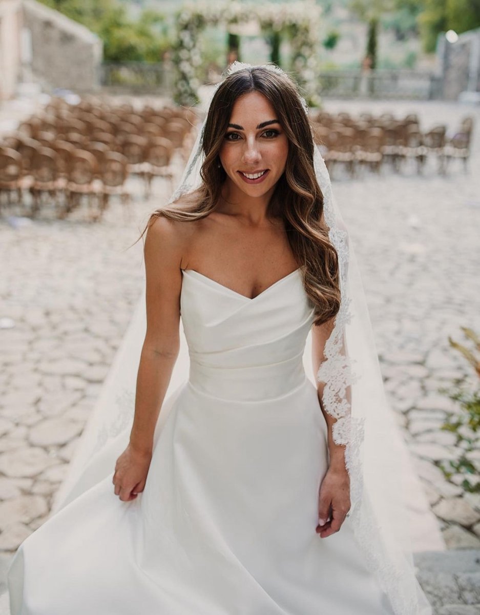 Elegant A-line Sweetheart Satin Long Wedding Dresses