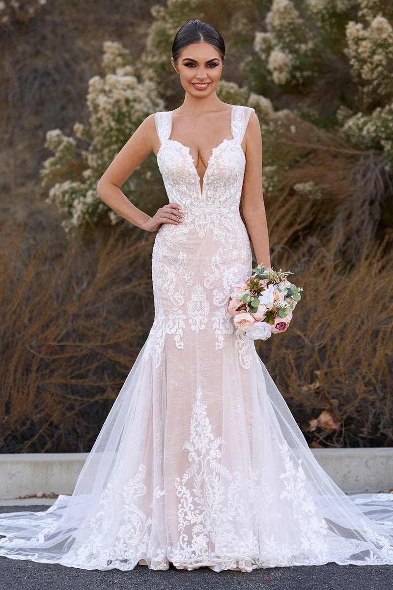 Mermaid Off the Shoulder Lace Wedding Dresses with Train