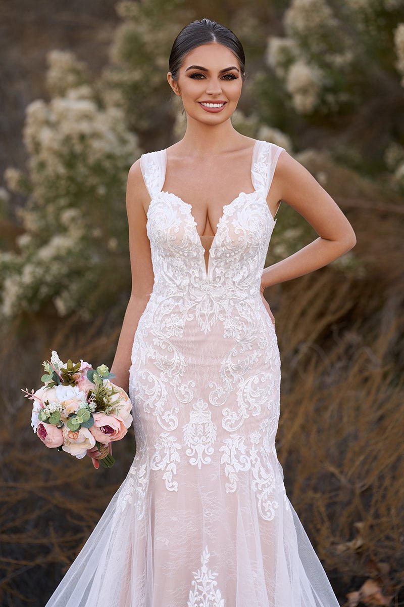 Mermaid Off the Shoulder Lace Wedding Dresses with Train