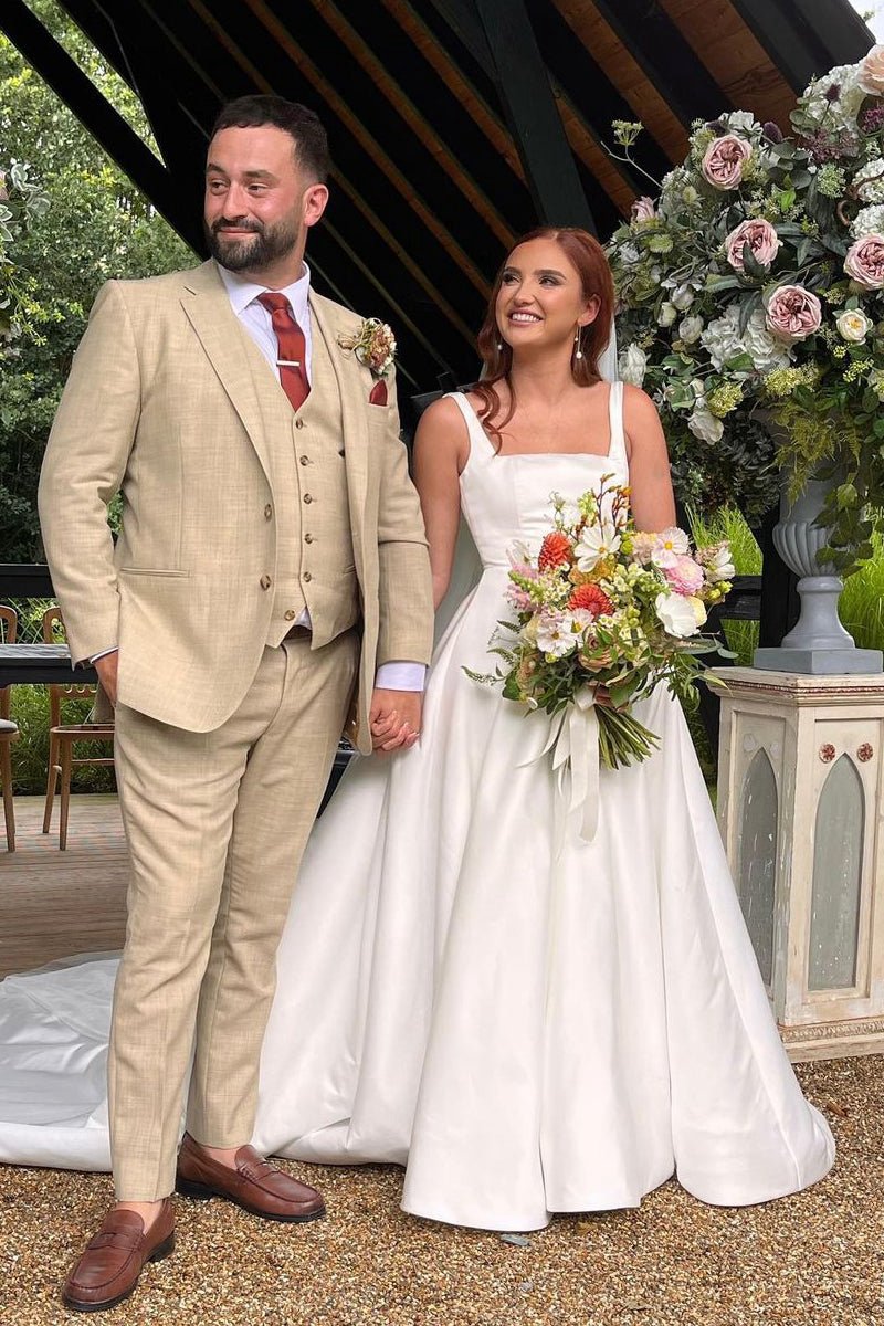 Elegant Square Neck Satin Wedding Dresses