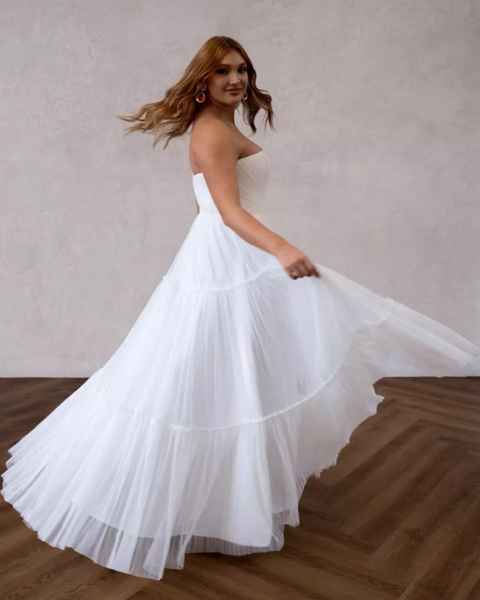 A-line V Neck Chiffon Long Wedding Dresses with Sweep Train