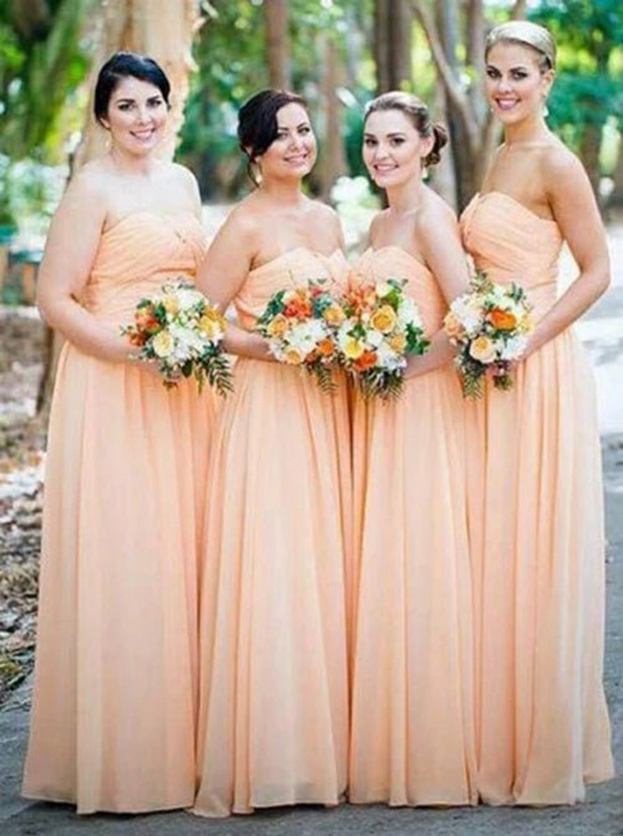 Cheap Sweetheart Chiffon Long Bridesmaid Dresses Online
