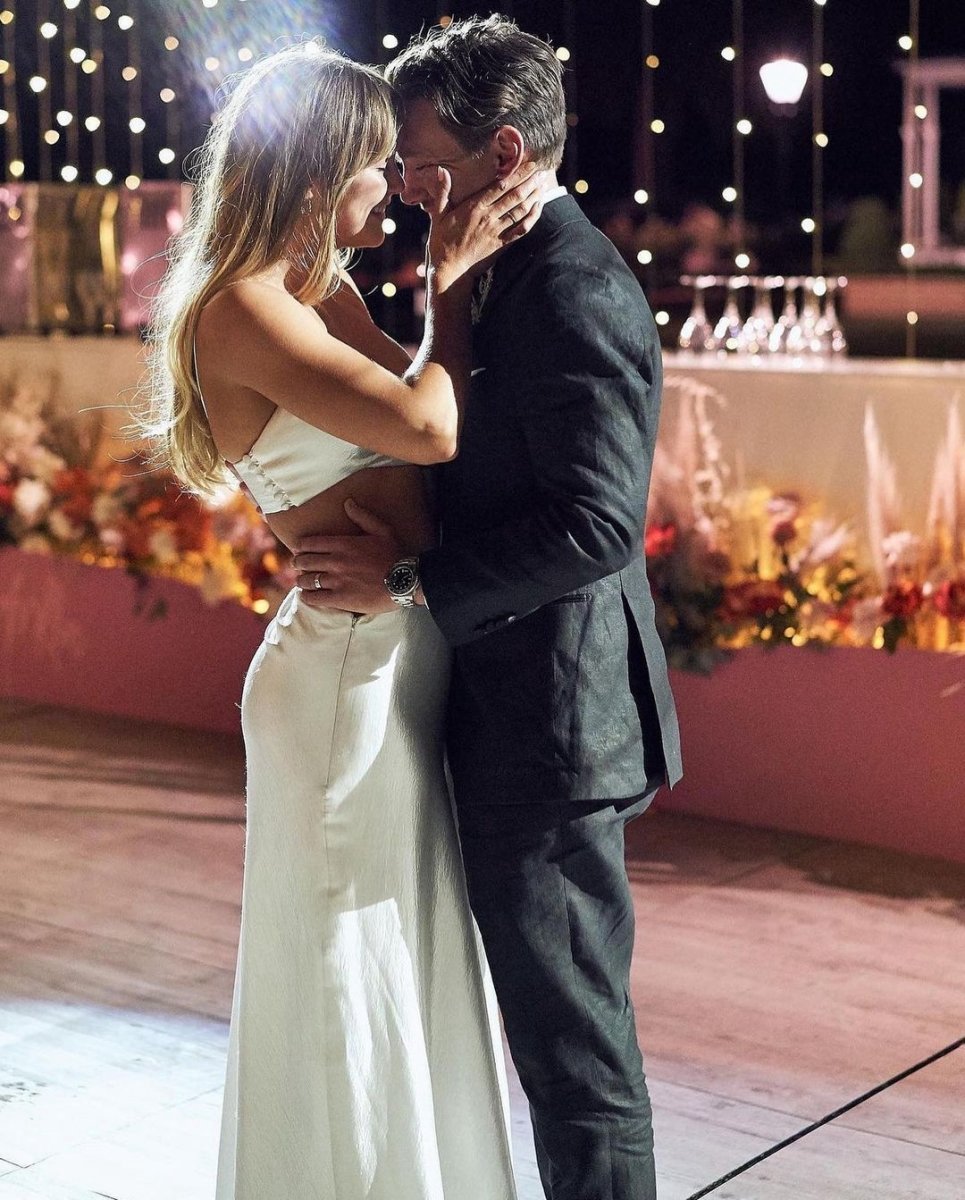 Charming A-line Two Piece Sweetheart Satin Wedding Dresses