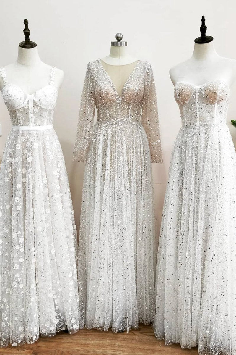 Bohemian A-line Sparkly Sequined Luxury Wedding Dresses