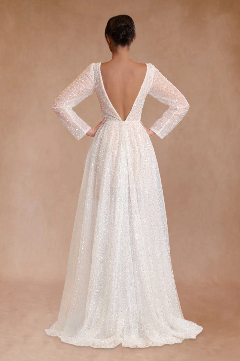 Bohemian A-line Sparkly Sequined Luxury Wedding Dresses