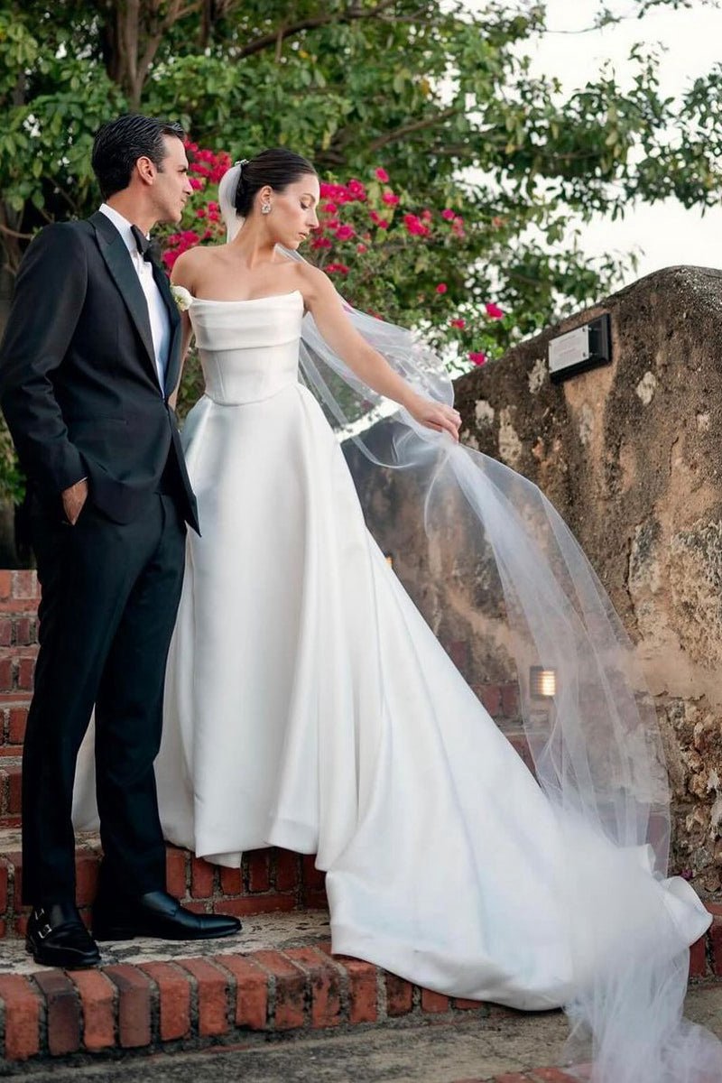 Strapless Satin A-line Wedding Dresses