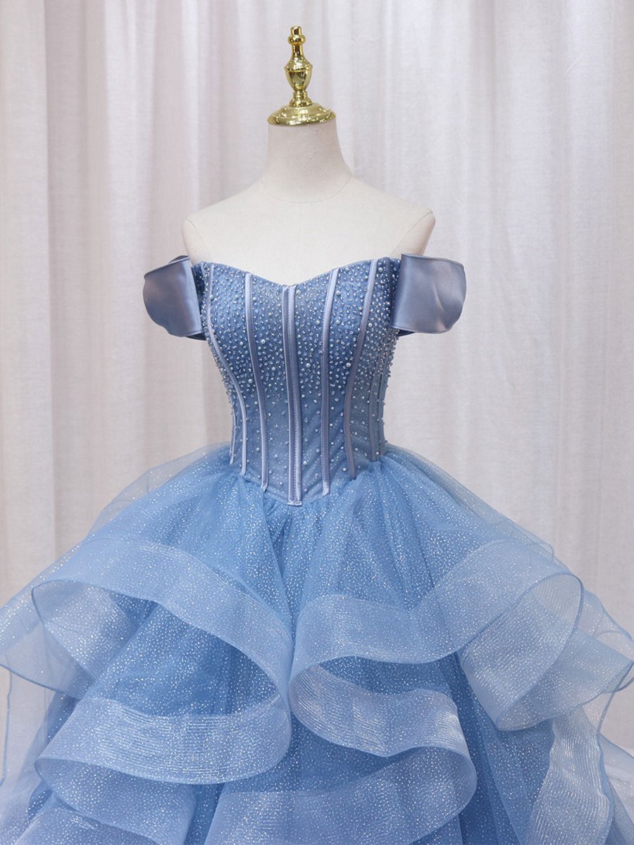 A-line Tulle Long Sweet Quinceanera Dresses