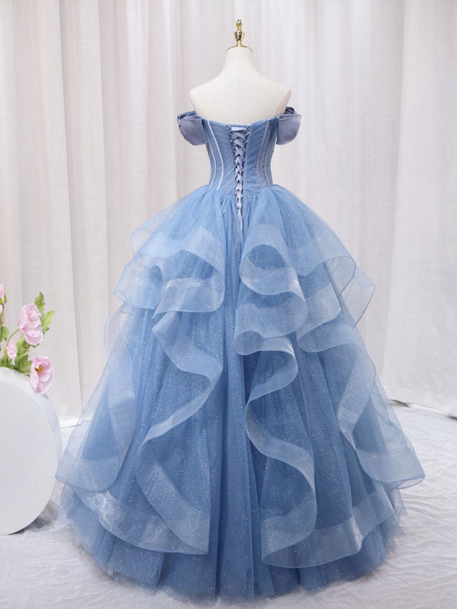 A-line Tulle Long Sweet Quinceanera Dresses