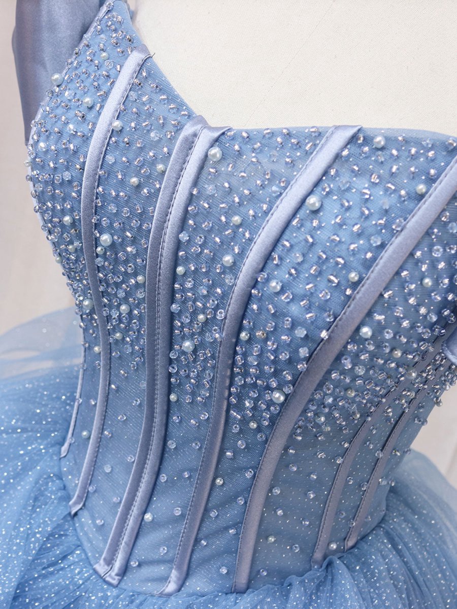 A-line Tulle Long Sweet Quinceanera Dresses