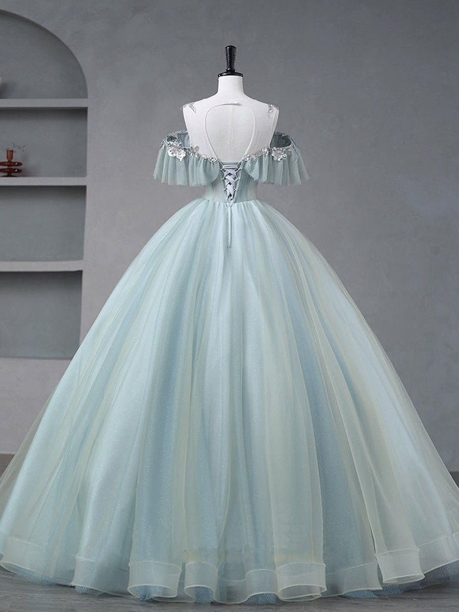 A-line Tulle sequin Lace Long Lace Sweet Quinceanera Dresses