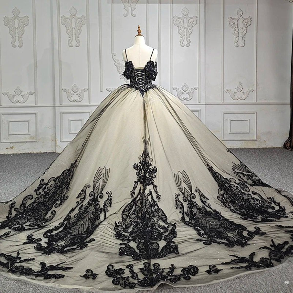 Spaghetti Straps Embroidery Lace Quinceanera Dresses