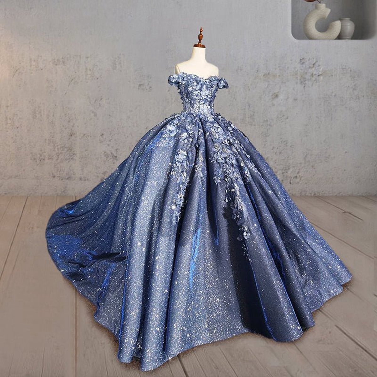 Sweetheart A-line Off-the-shoulder Quinceanera Dresses with 3D Flower and Pearls