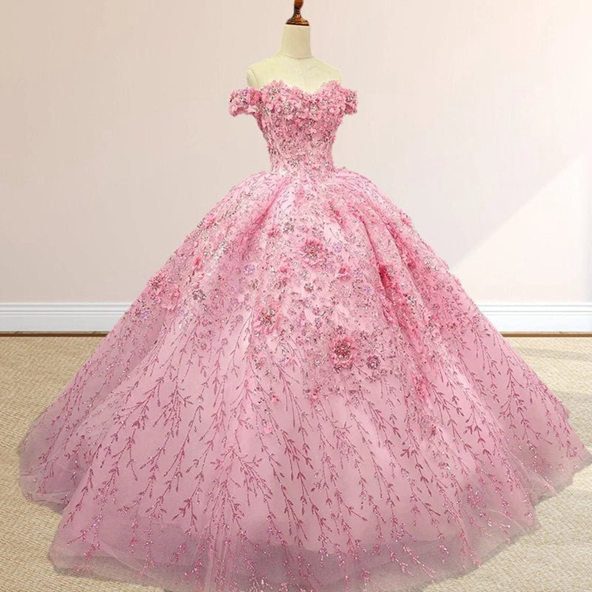Luxury A-line Appliques Off the Shoulder Sweet Quinceanera Dresses with Beading