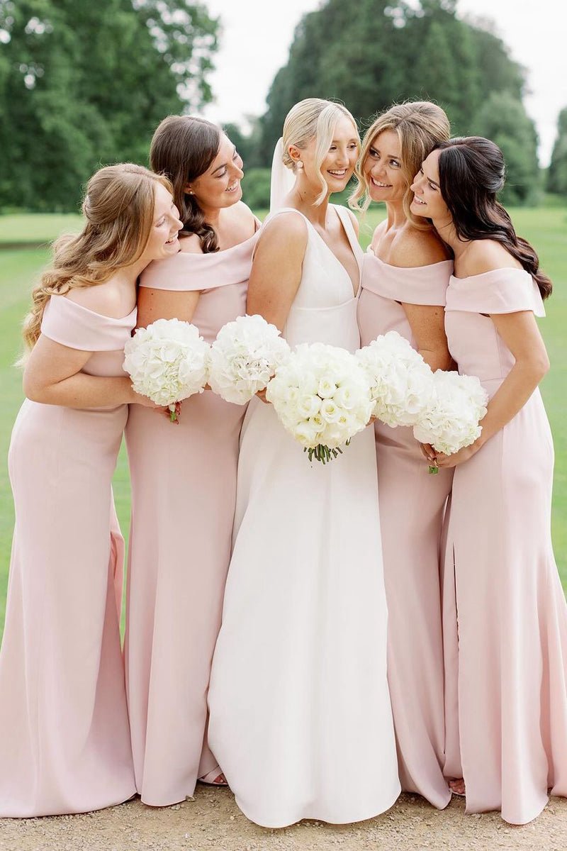 Simple Mermaid Off the Shoulder Long Bridesmaid Dresses