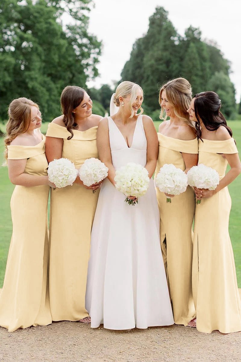 Simple Mermaid Off the Shoulder Long Bridesmaid Dresses