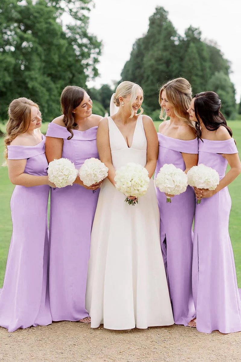 Simple Mermaid Off the Shoulder Long Bridesmaid Dresses