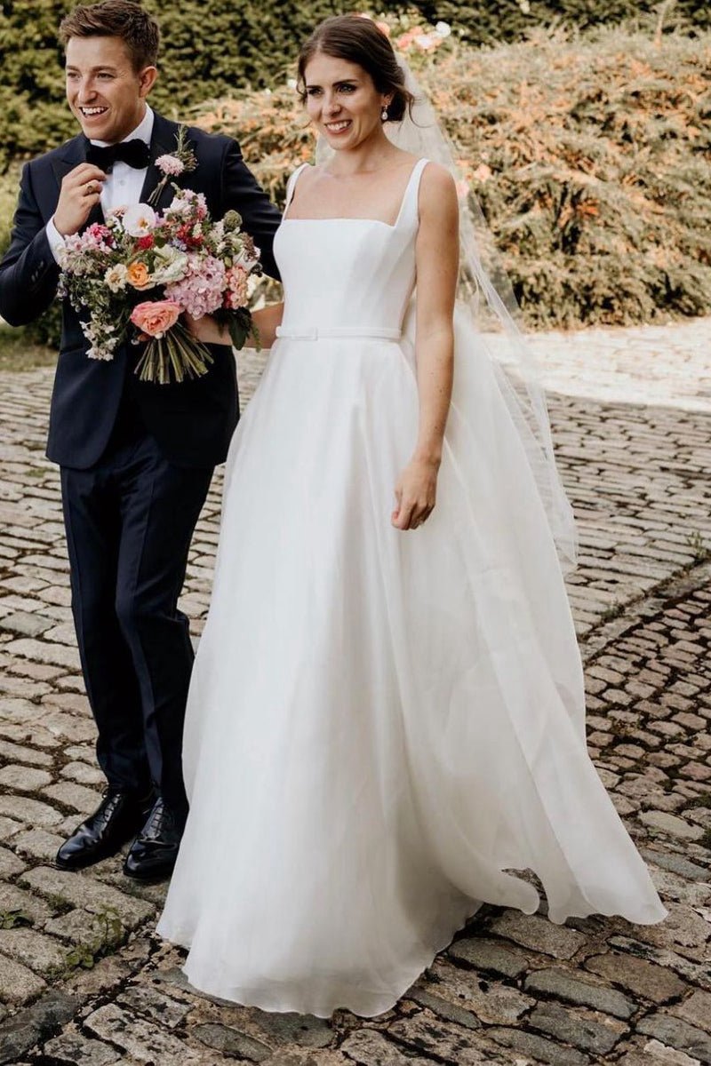 Chaming A-line Square Neck Wedding Dresses