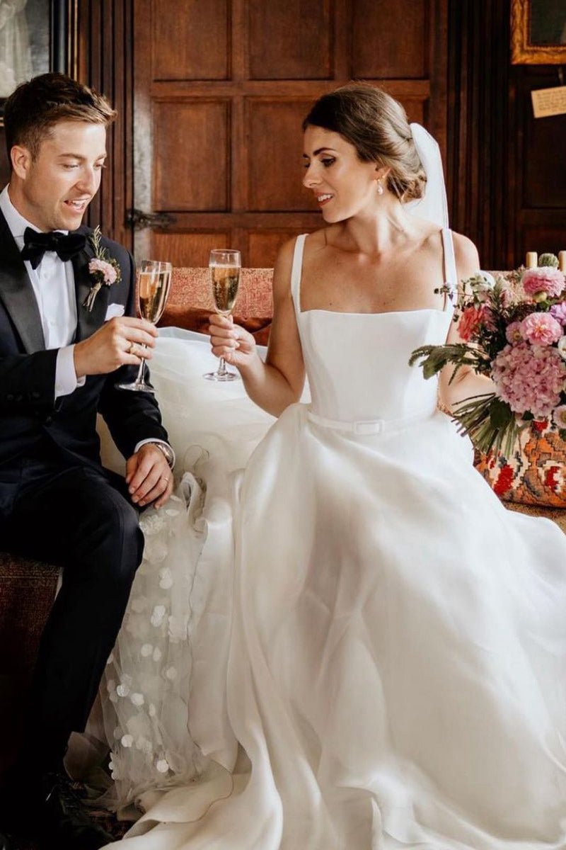 Chaming A-line Square Neck Wedding Dresses
