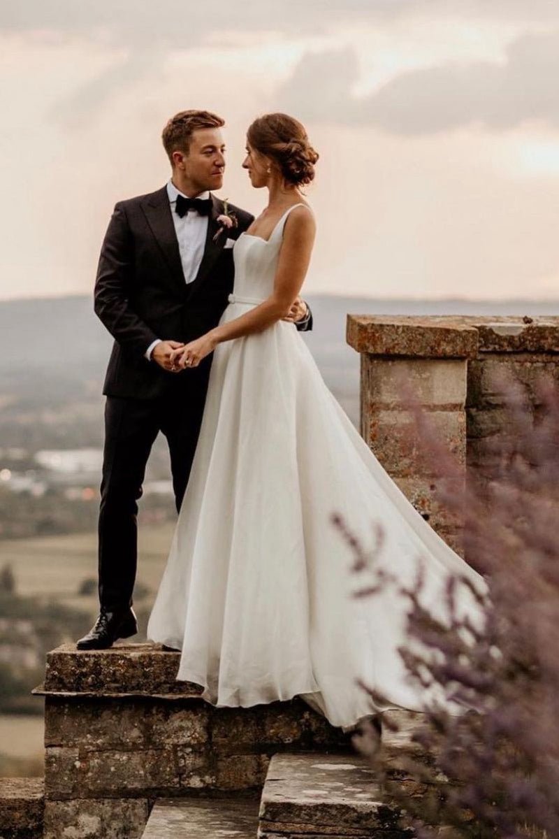 Chaming A-line Square Neck Wedding Dresses