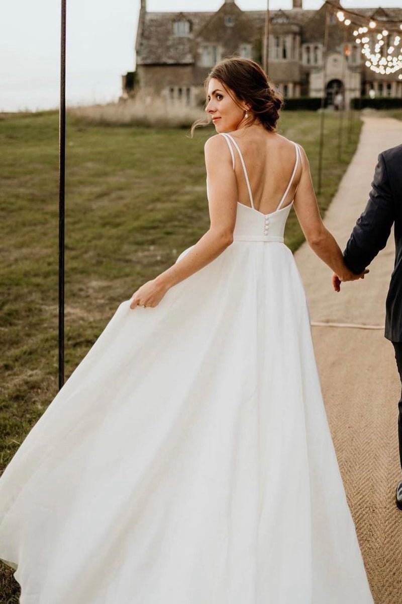 Chaming A-line Square Neck Wedding Dresses