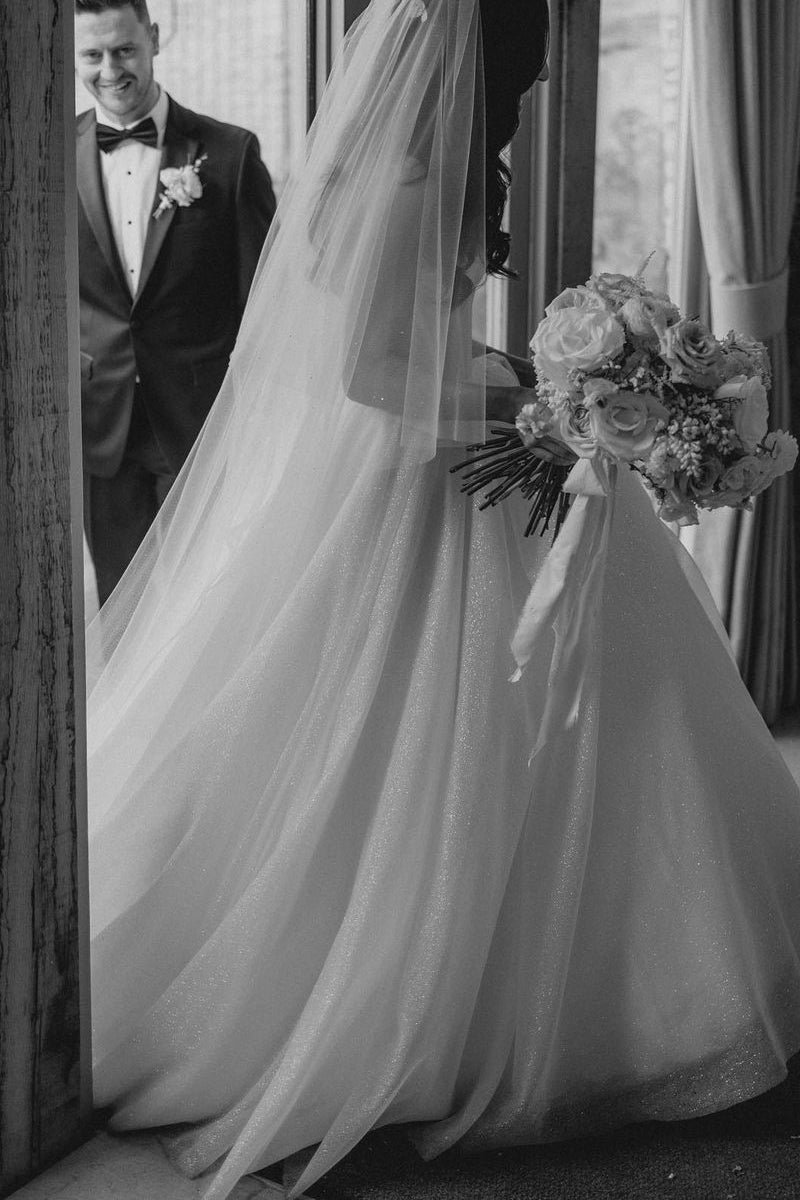 Sparkly A-line Glitter Tulle Sweetheart Wedding Dresses