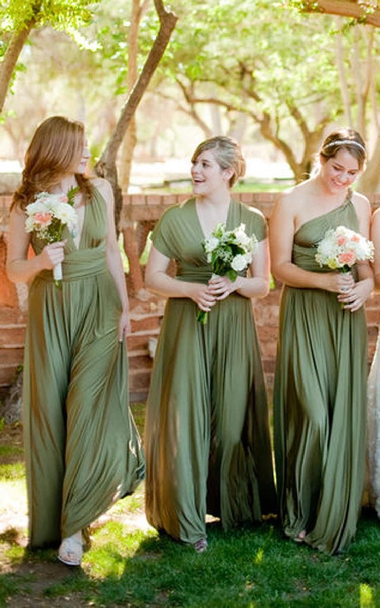 Jersey Simple Garden Bridesmaid Dresses with Open Back and Sash