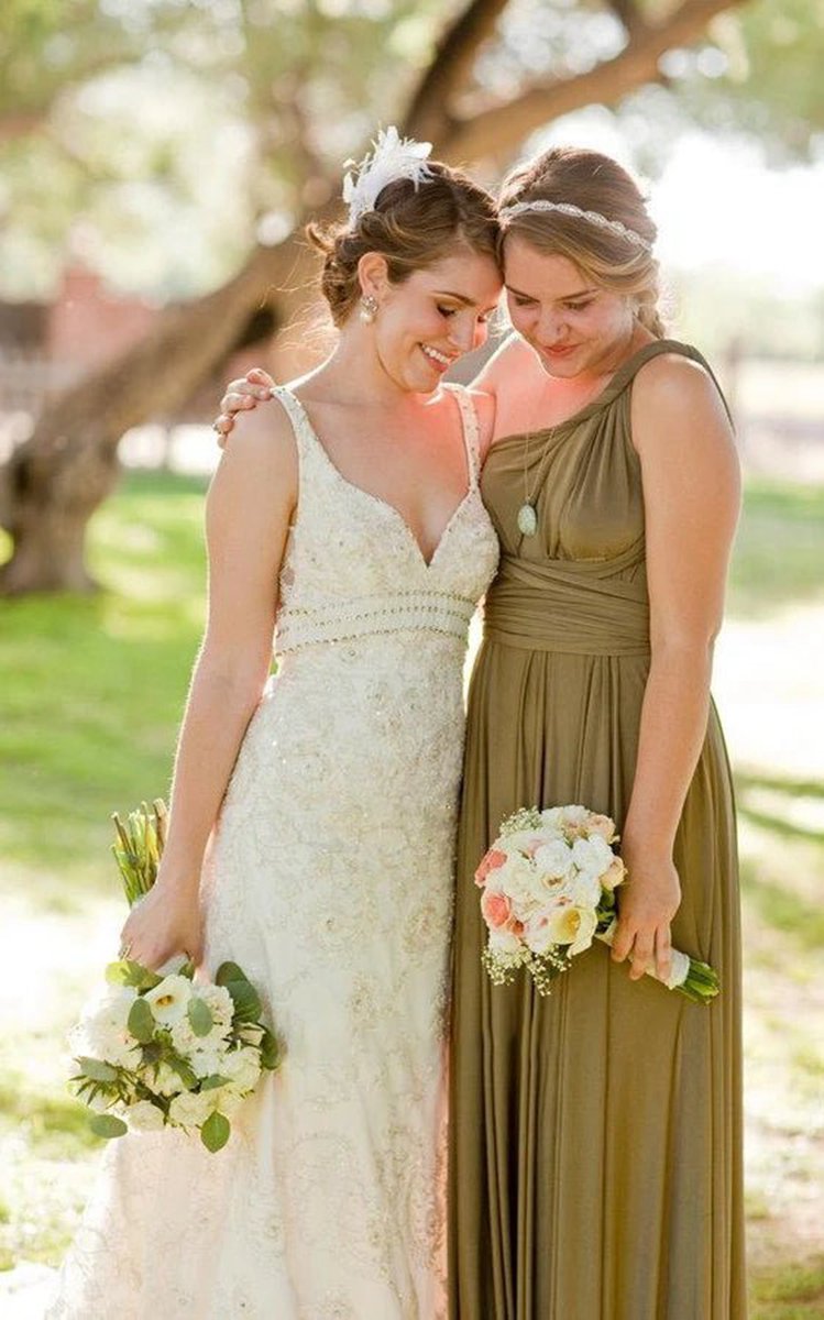 Jersey Simple Garden Bridesmaid Dresses with Open Back and Sash