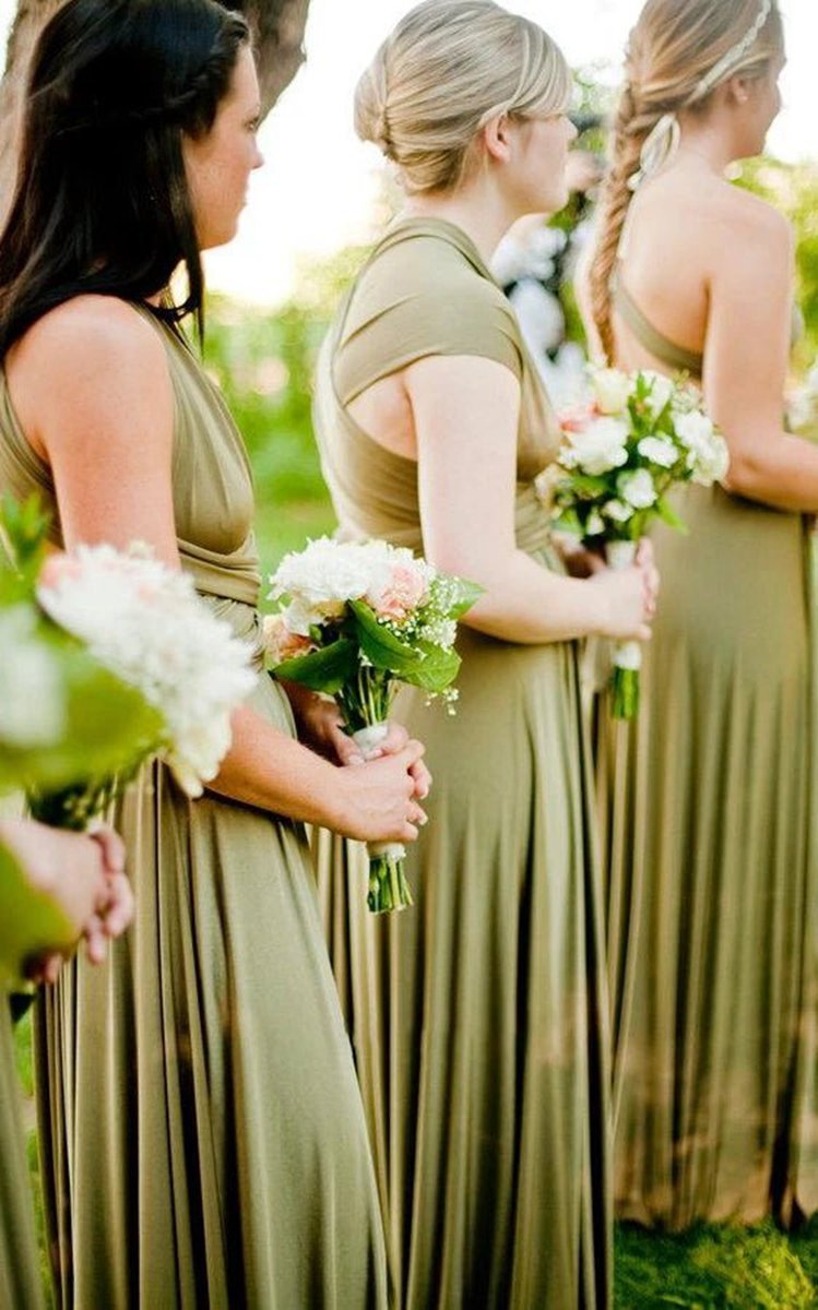 Jersey Simple Garden Bridesmaid Dresses with Open Back and Sash