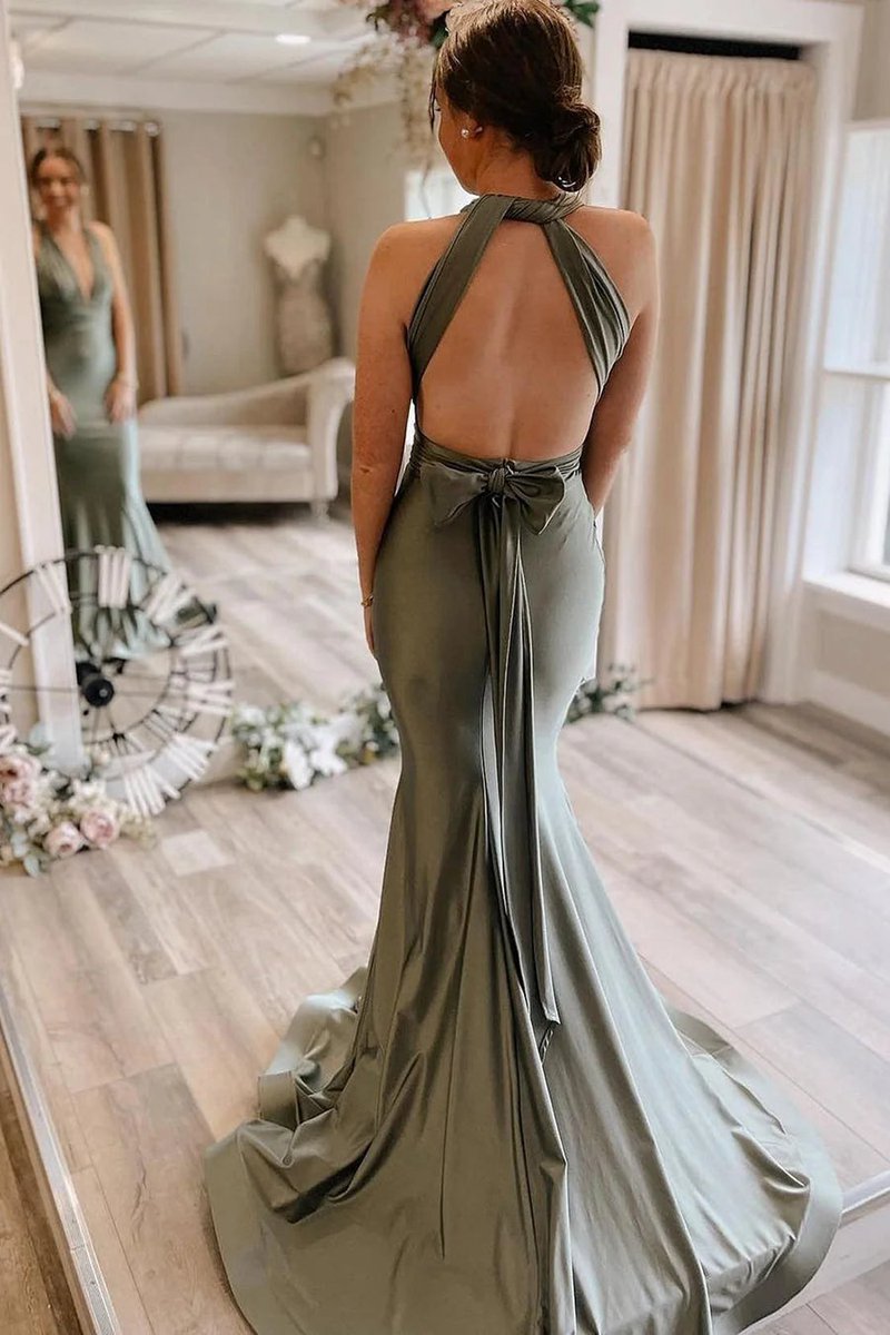 Light Convertible Satin Mermaid Prom Bridesmaid Dresses