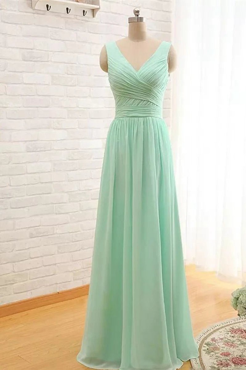 A-line Sleeveless Floor-length Chiffon Bridesmaid Dresses with Criss Cross
